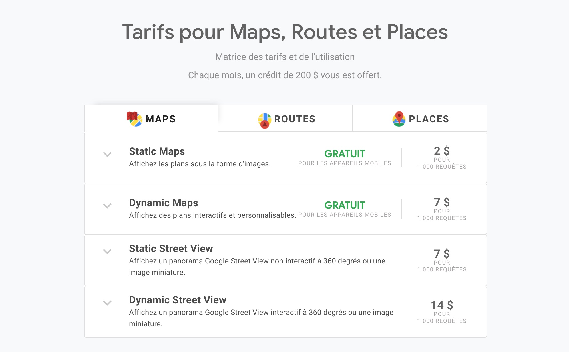 Prix Google Maps Api