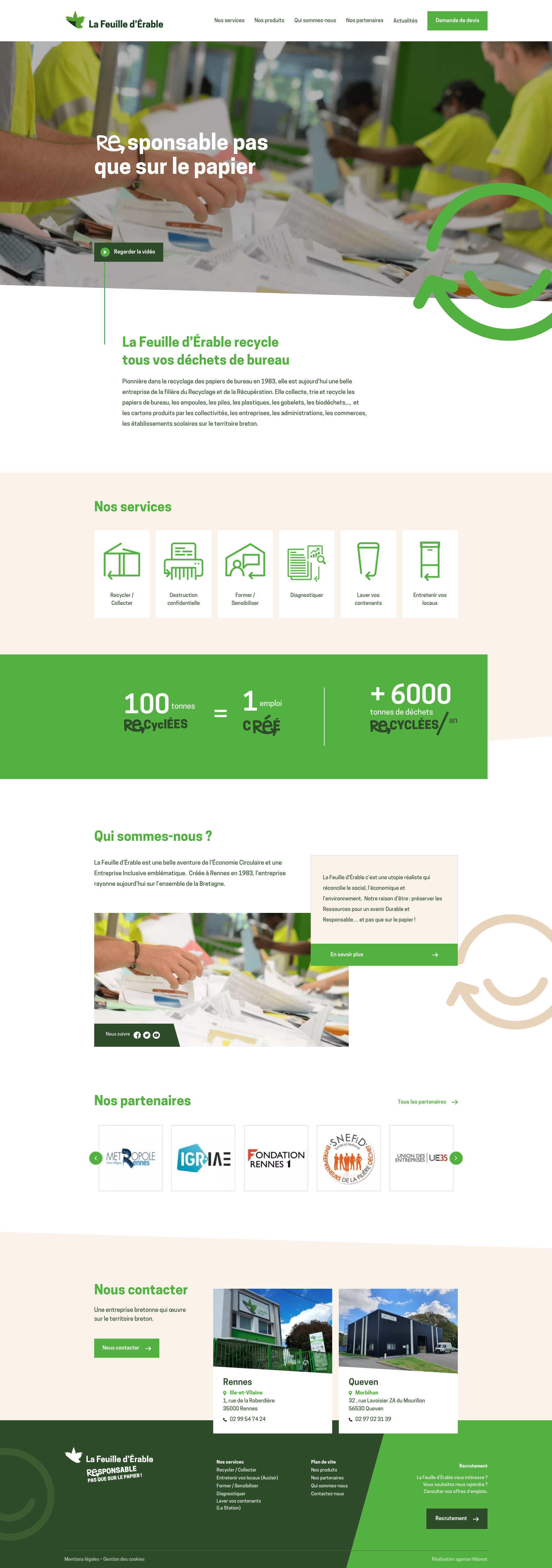 Webdesign Homepage Feuille Erable
