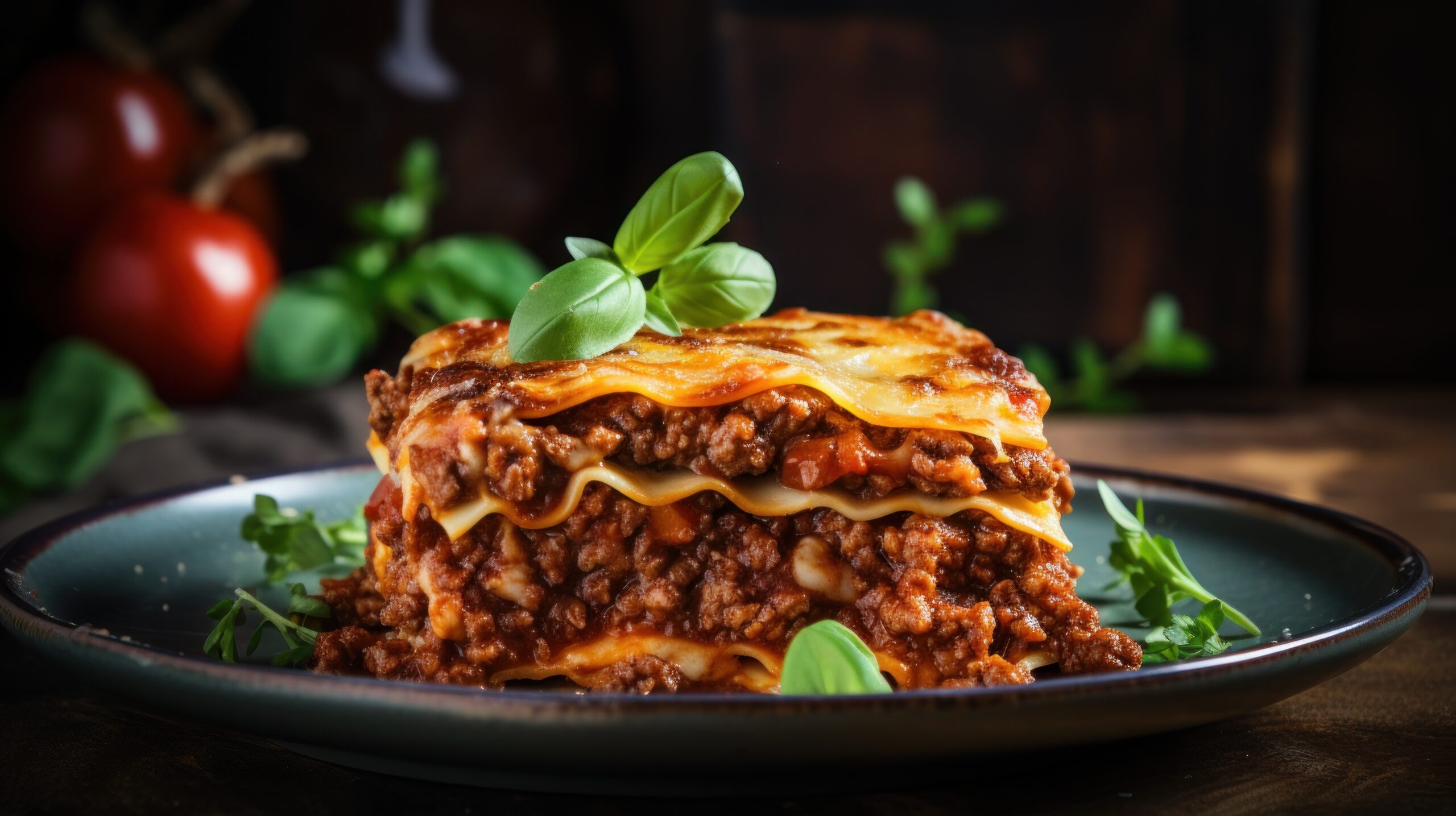 Traditional Lasagna With Rich Bolognese Sauce.